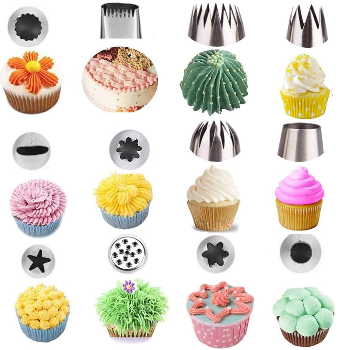 42 Pieces Cake Piping Set for Baking with Reusable Piping Bags and Tips, Standard Converters, Silicone Rings, Decorating Supplies for Deviled Egg , Cupcake and Cookie Icing