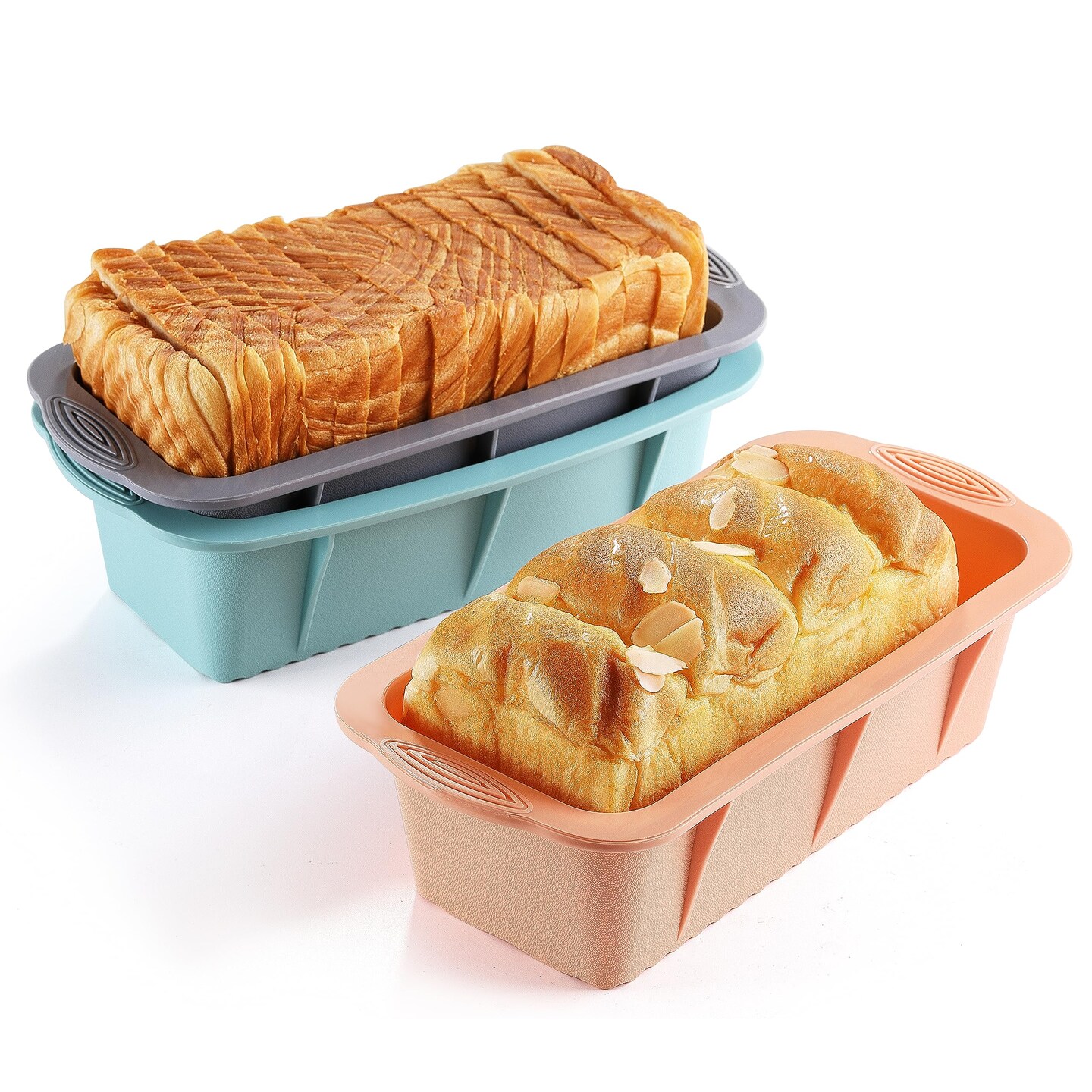 3 Pieces Silicone Bread Loaf Pan, Non-Stick Bread Pans for Baking, Easy Release Loaf Pan, Great for Homemade Bread, Cakes, Brownies, Dishwasher Safe (3 Colors, Nesting Design)