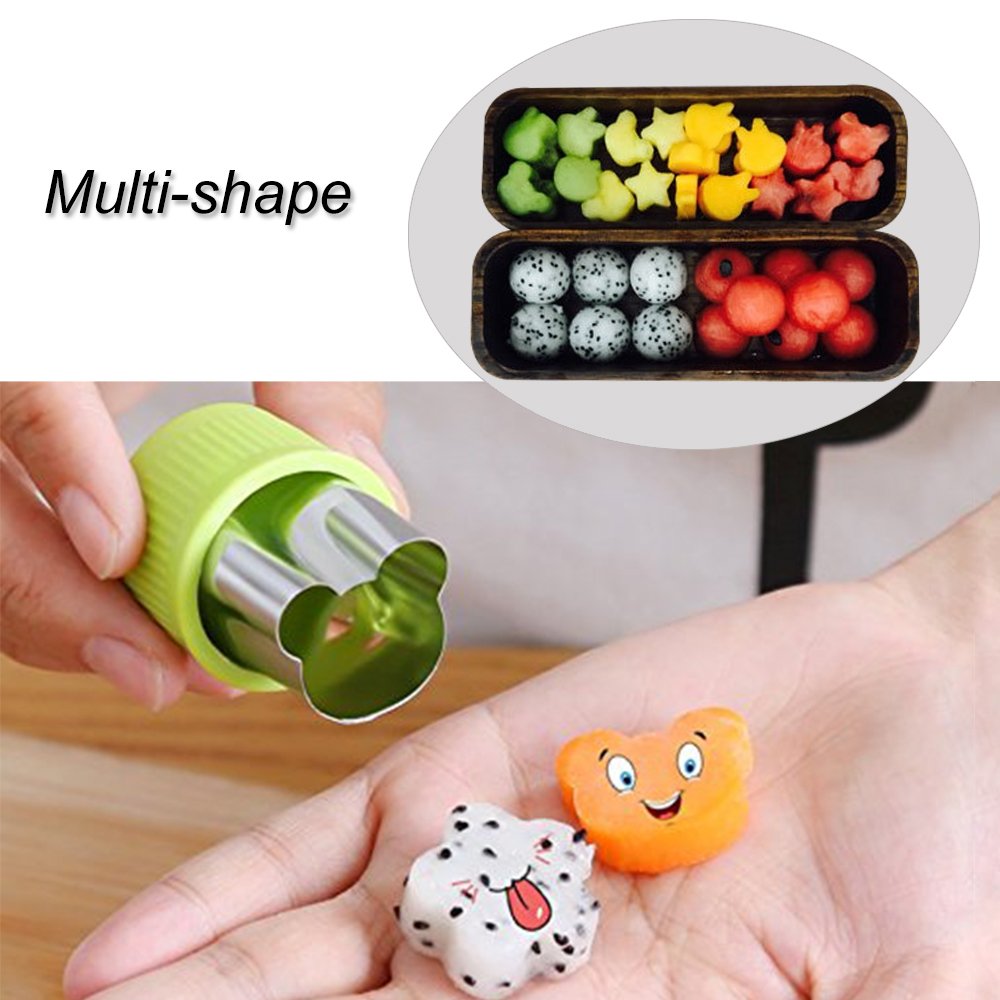 9 Pieces Vegetable Cutter Shapes Set,Mini Pie,Fruit and Cookie Stamps Mold for Kids Baking and Food Supplement Tools Accessories Crafts for Kitchen,Green