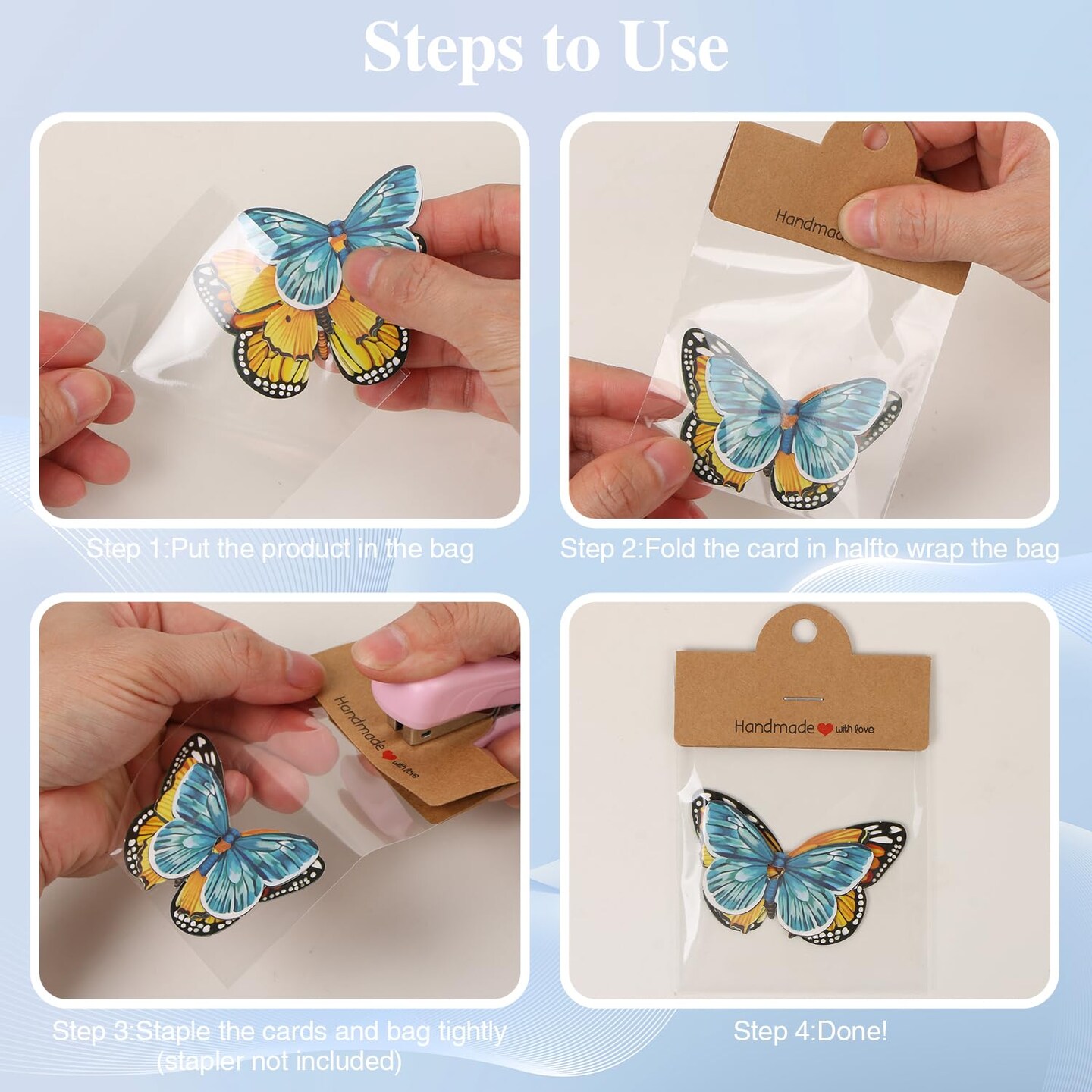 BROVITI 100Pcs Jewelry Display Packaging Card Head with with 100 Pcs Clear Bags for Small Business for Jewelry Bracelets Key Chains Earring Holder Display for Selling Jewelry Packaging Supplies