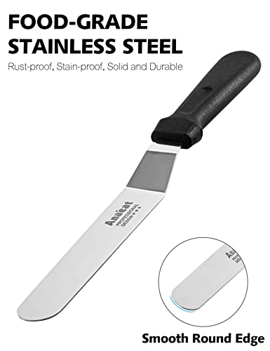 3 Pieces Professional Cake Angled Offset Spatula with 6", 8", 10" Stainless Steel Blades - Thickened Frosting Knife with Plastic Handle for Cake Decorating, Pastry & Baking