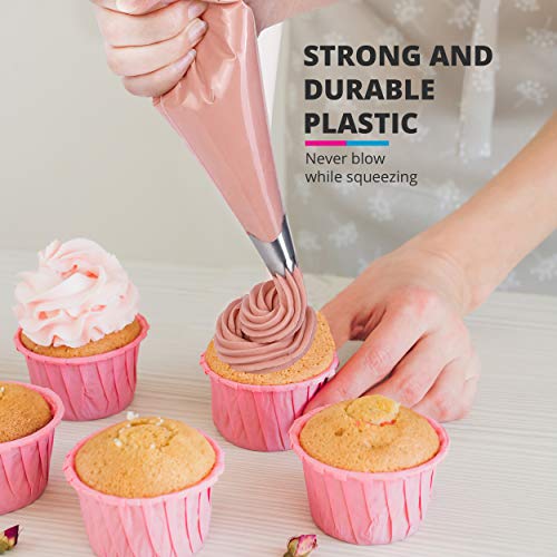 126 Pieces Piping Bags and Tips Set, 12 Inch 100 Anti Burst Piping Bags, Cake Decorating Kit with 18 Piping Tips, 1 Reusable Pastry Bags, 3 Cake Scrapers, 2 Couplers, and 2 Icing Bags Ties