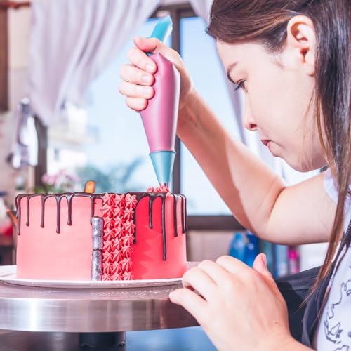 124 Pieces Piping Bags and Tips Set, 11.8 Inch 100 Anti Burst Piping Bags, 124 Pcs Cake Decorating Kit with 16 Piping Tips, 1 Reusable Pastry Bags, 3 Cake Scrapers, 2 Couplers, and 2 Icing Bags Ties