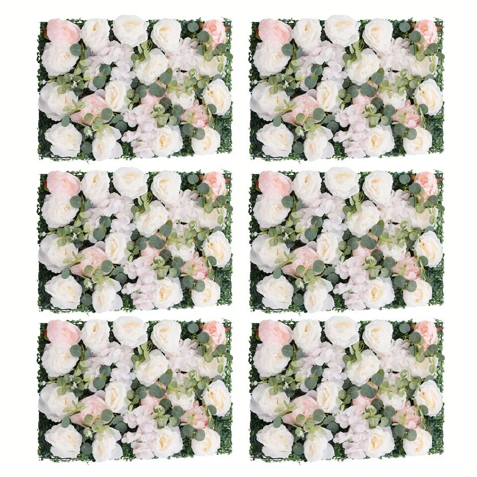 6Pcs Artificial Silk Flower Rose Wall Panels Wedding Party Venue Decor 60*40cm