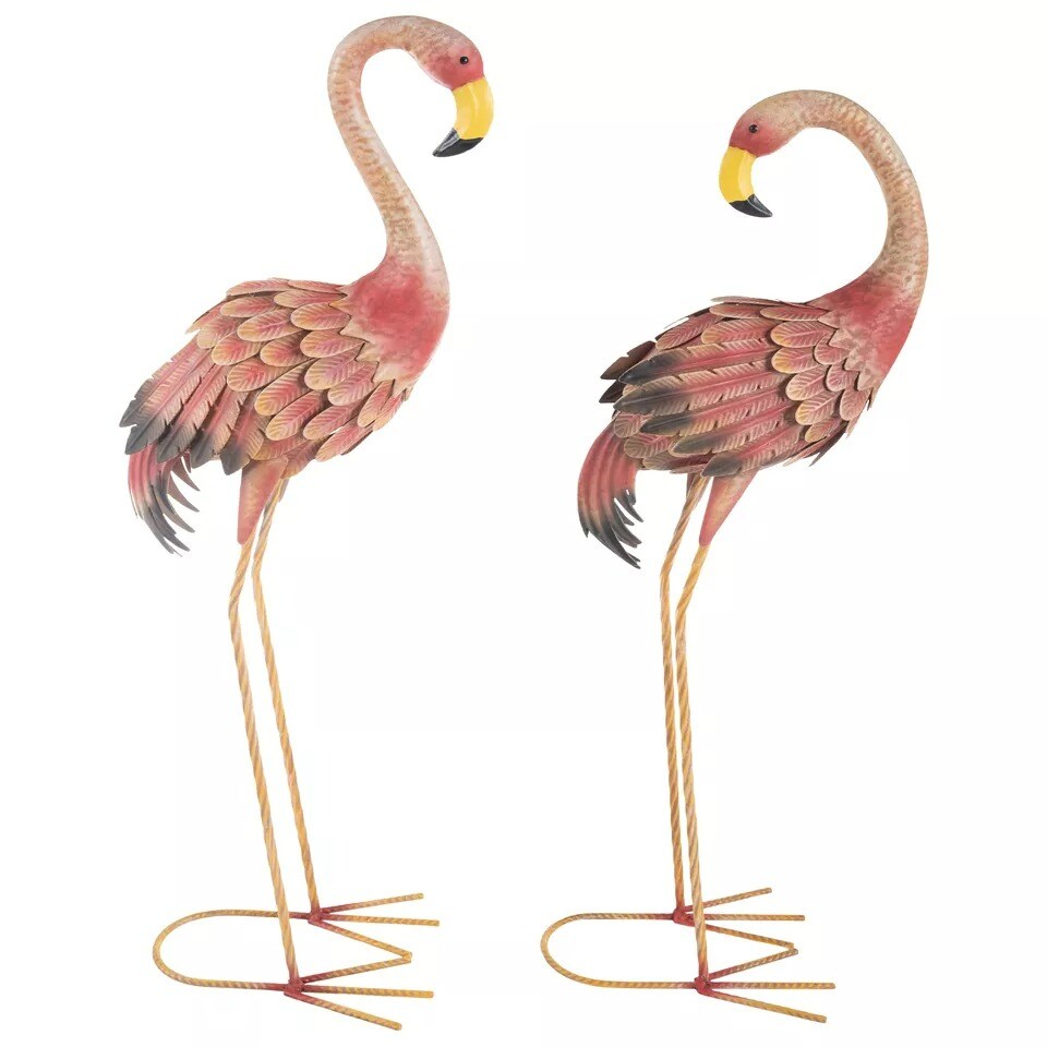 Flamingo Garden Statues Set of 2 Lawn Ornaments Garden D&#xE9;cor 31 and 28 Inch