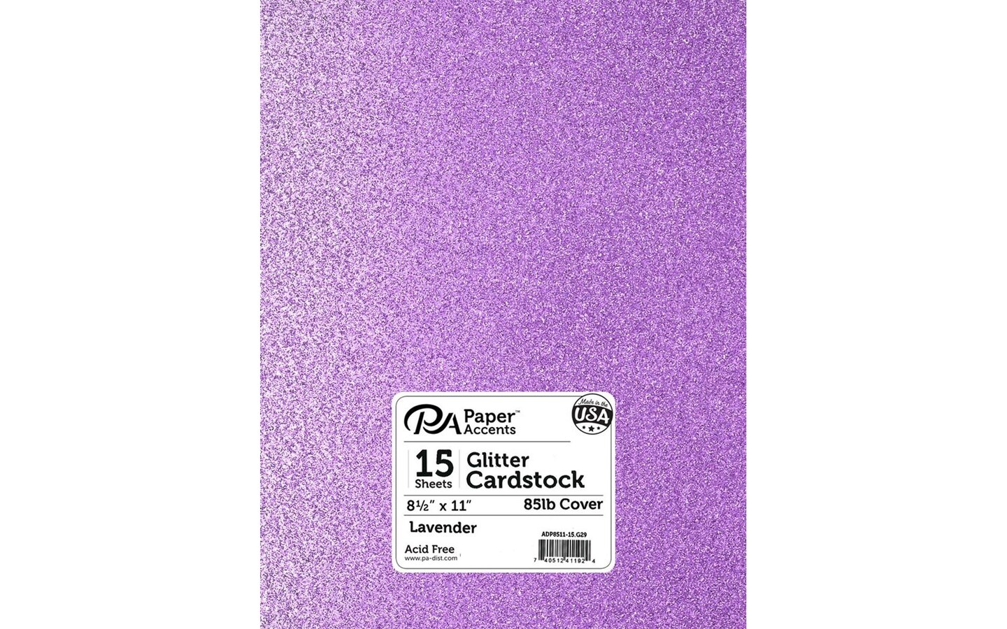 PA Paper Accents Glitter Cardstock 8.5" x 11" Lavender, 85lb colored