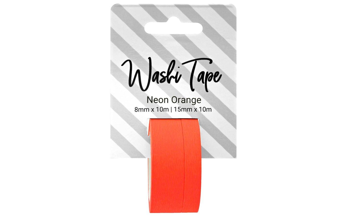 Washi Tape 8 &#x26; 15mm x 10m Solid Neon Orange
