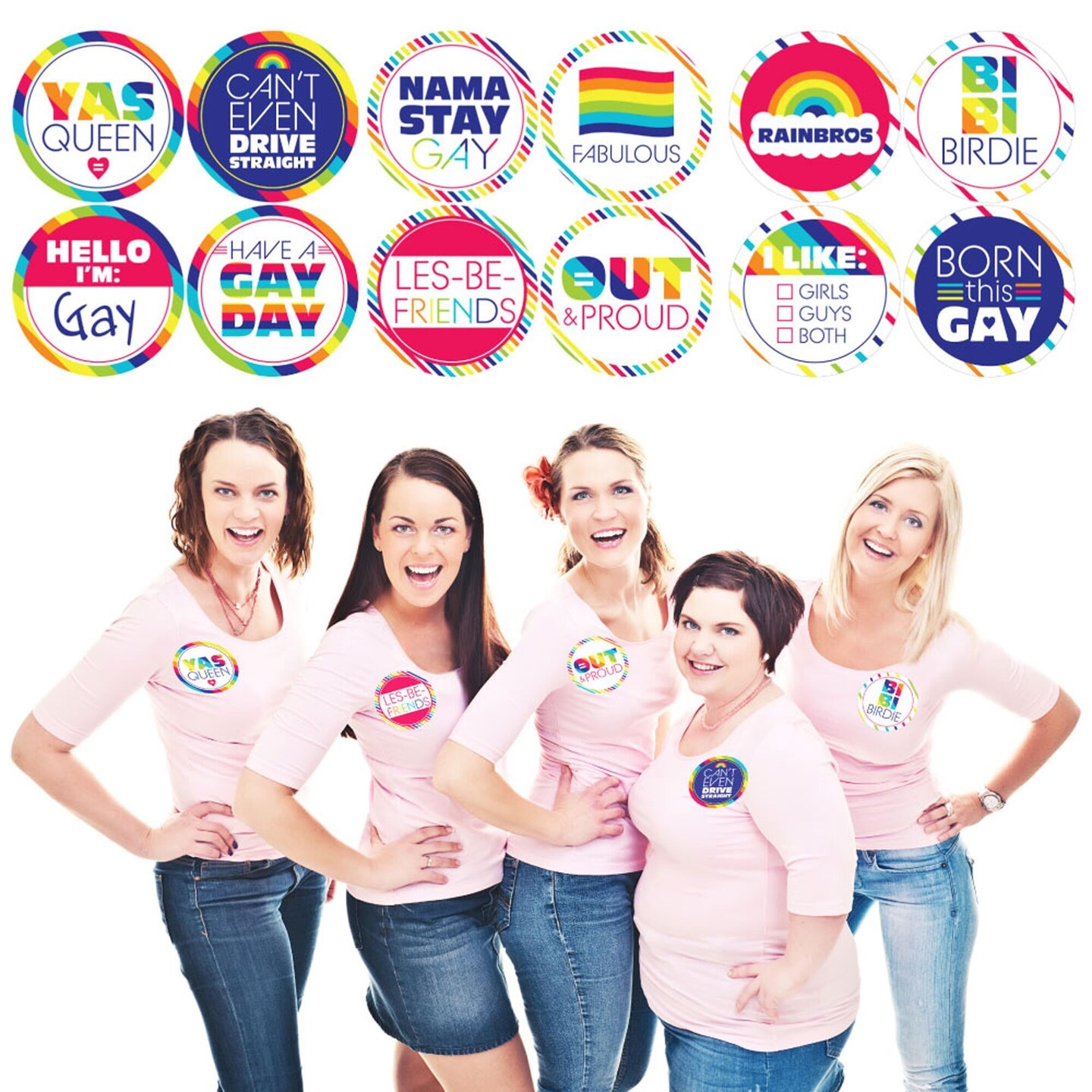 Big Dot of Happiness Love is Love - LGBTQIA+ Pride - Rainbow Party Funny Name Tags - Party Badges Sticker Set of 12