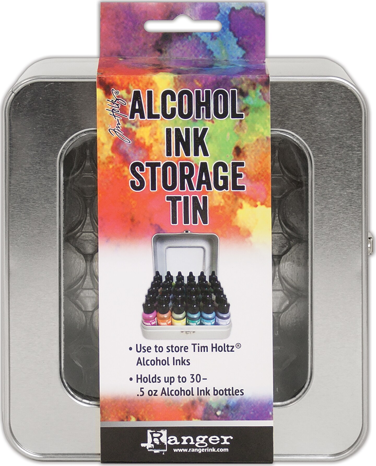 Tim Holtz Alcohol Ink Storage Tin-Holds Up To 30 0.5oz Bottles