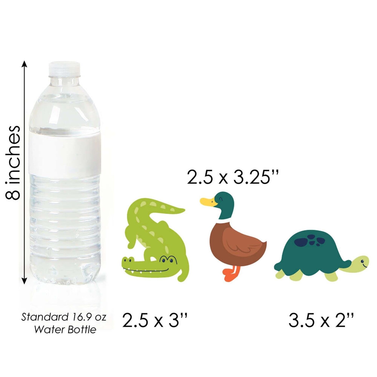 Big Dot of Happiness Pond Pals - Dessert Cupcake Toppers - Frog Alligator Turtle Beaver &#x26; Duck Birthday Party or Baby Shower Clear Treat Picks - 24 Ct