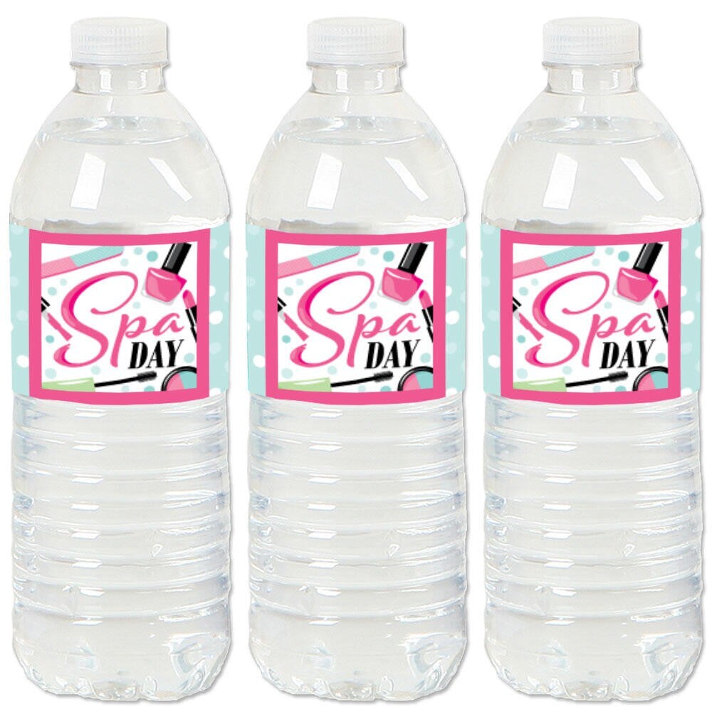 Big Dot of Happiness Spa Day - Girls Makeup Party Water Bottle Sticker Labels - Set of 20