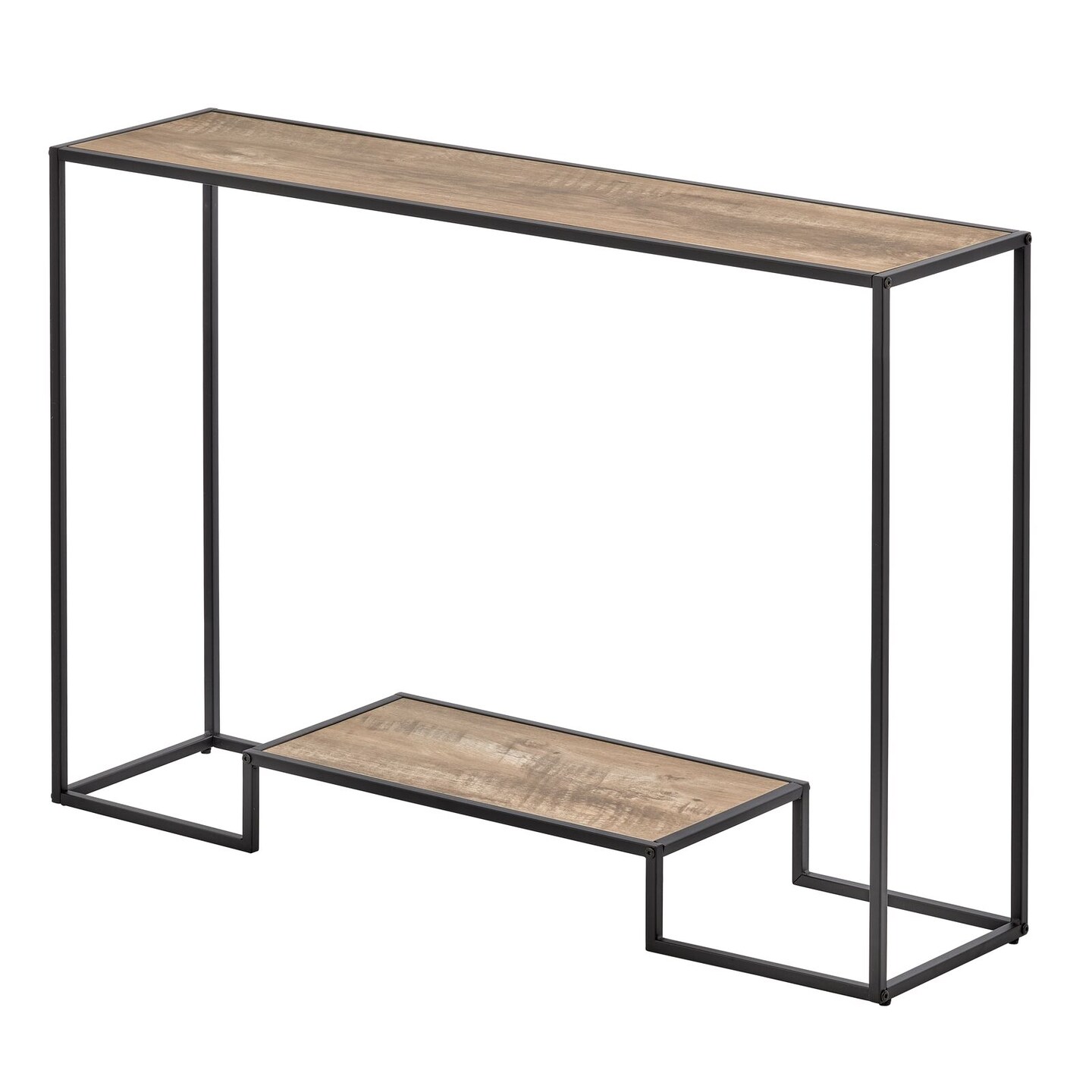 mDesign Modern Metal and Wood Inlay Console Table