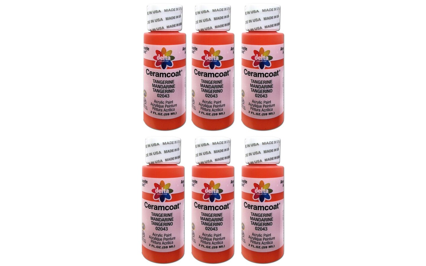 Delta Ceramcoat Acrylic 2oz Tangerine 6pc