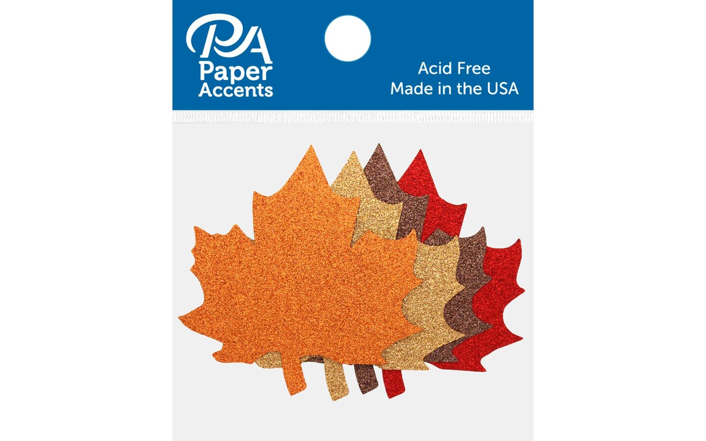 Glitter Shape 8pc Maple Leaf Red,Bronze,Chmpn,Orng