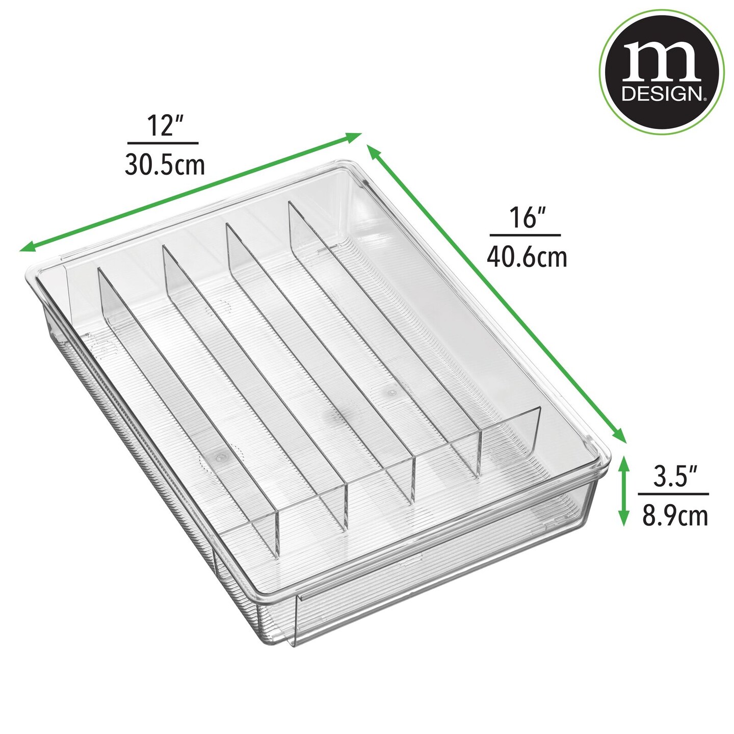 mDesign Expandable In-Drawer 6 Section Kitchen Utensil Organizer Tray - Clear