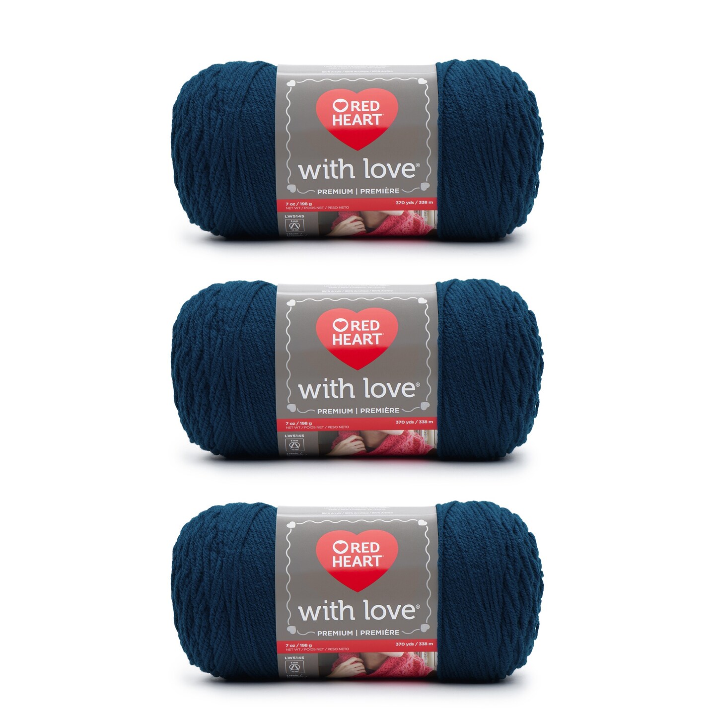 Red Heart With Love Peacock Yarn - 3 Pack of 198g/7oz - Acrylic - 4 Medium (Worsted) - 370 Yards - Knitting/Crochet