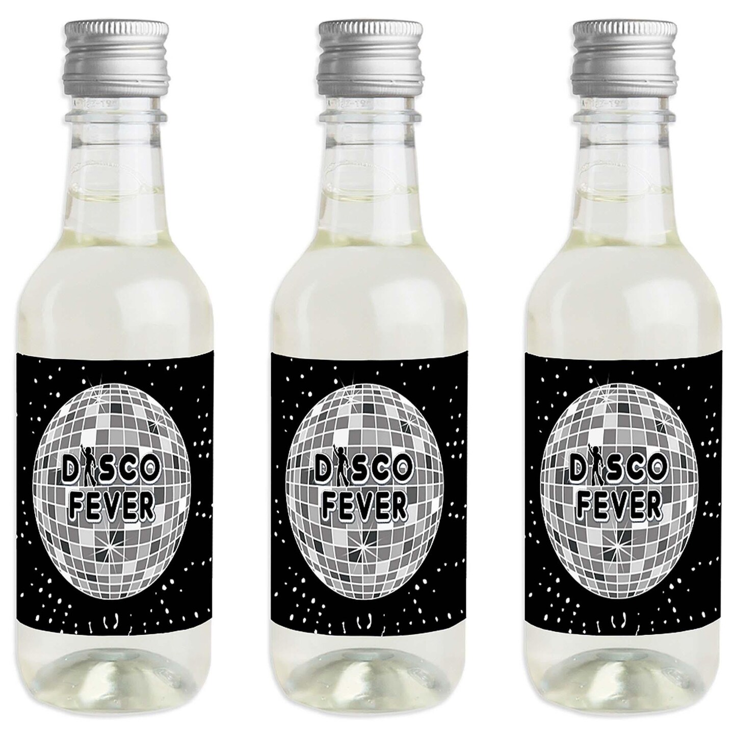 Big Dot of Happiness 70&#x27;s Disco - Mini Wine and Champagne Bottle Label Stickers - 1970s Disco Fever Party Favor Gift for Women and Men - Set of 16