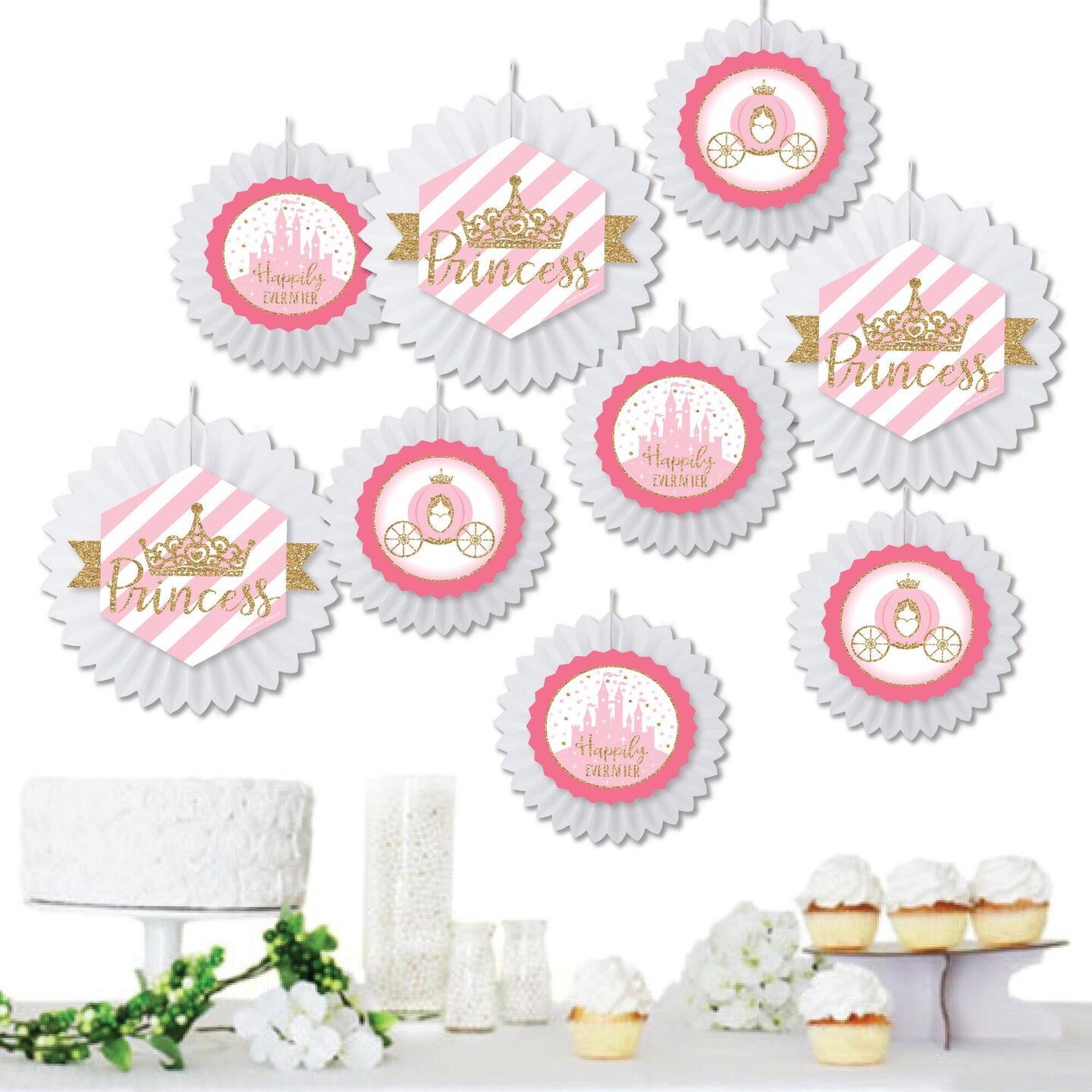 Little Princess Crown Picture Bingo Game - 18 Baby Shower Bingo Cards & Markers, Pink & Gold