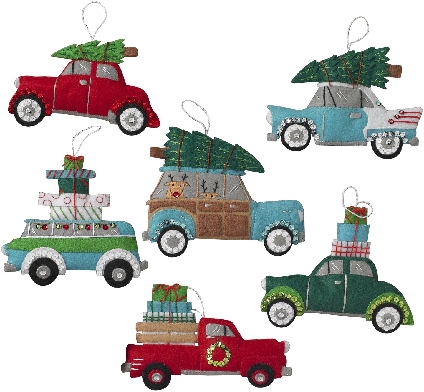Bucilla Felt Ornaments Applique Kit Set Of 6-Holiday Shopping Spree
