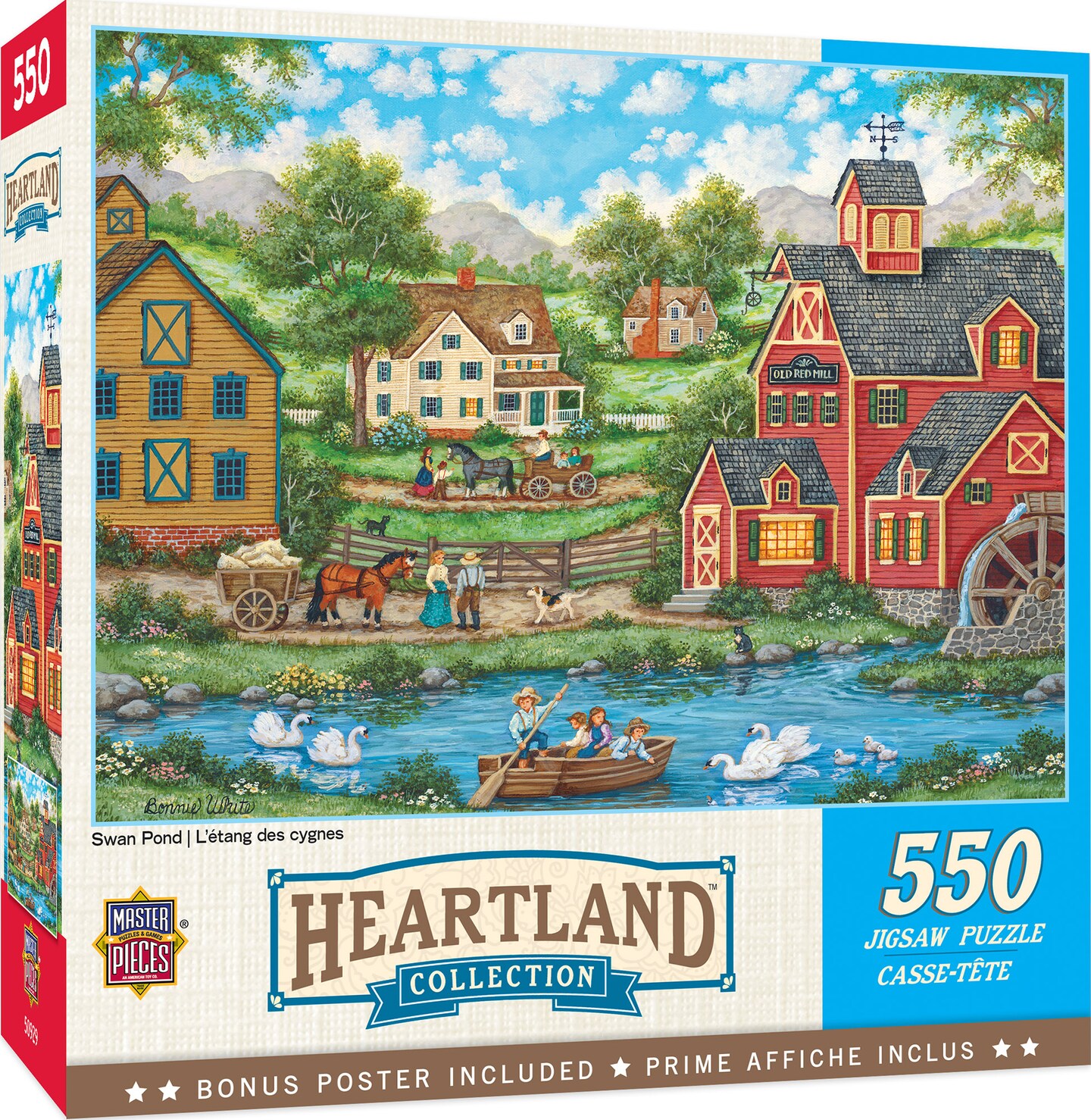 Masterpieces 550 Piece Jigsaw Puzzle For Adults, Family, Or Kids - Swan Pond - 18&#x22;x24&#x22;