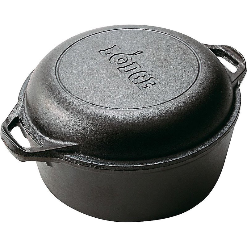 Lodge Logic L8DD3 Cast Iron Double Dutch Oven Extra Deep Lid 5 Quart