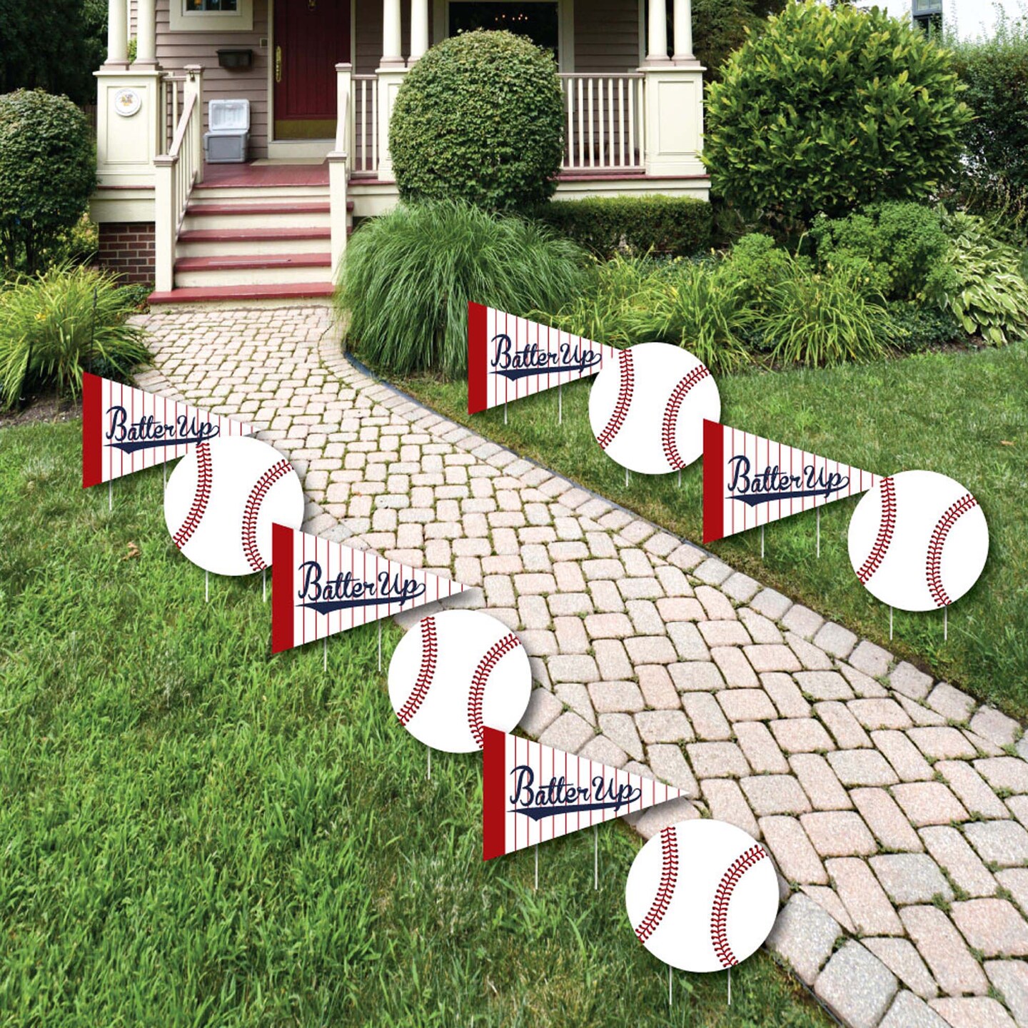 Big Dot of Happiness Batter Up - Baseball Lawn Decorations - Outdoor Baby Shower or Birthday Party Yard Decorations - 10 Piece