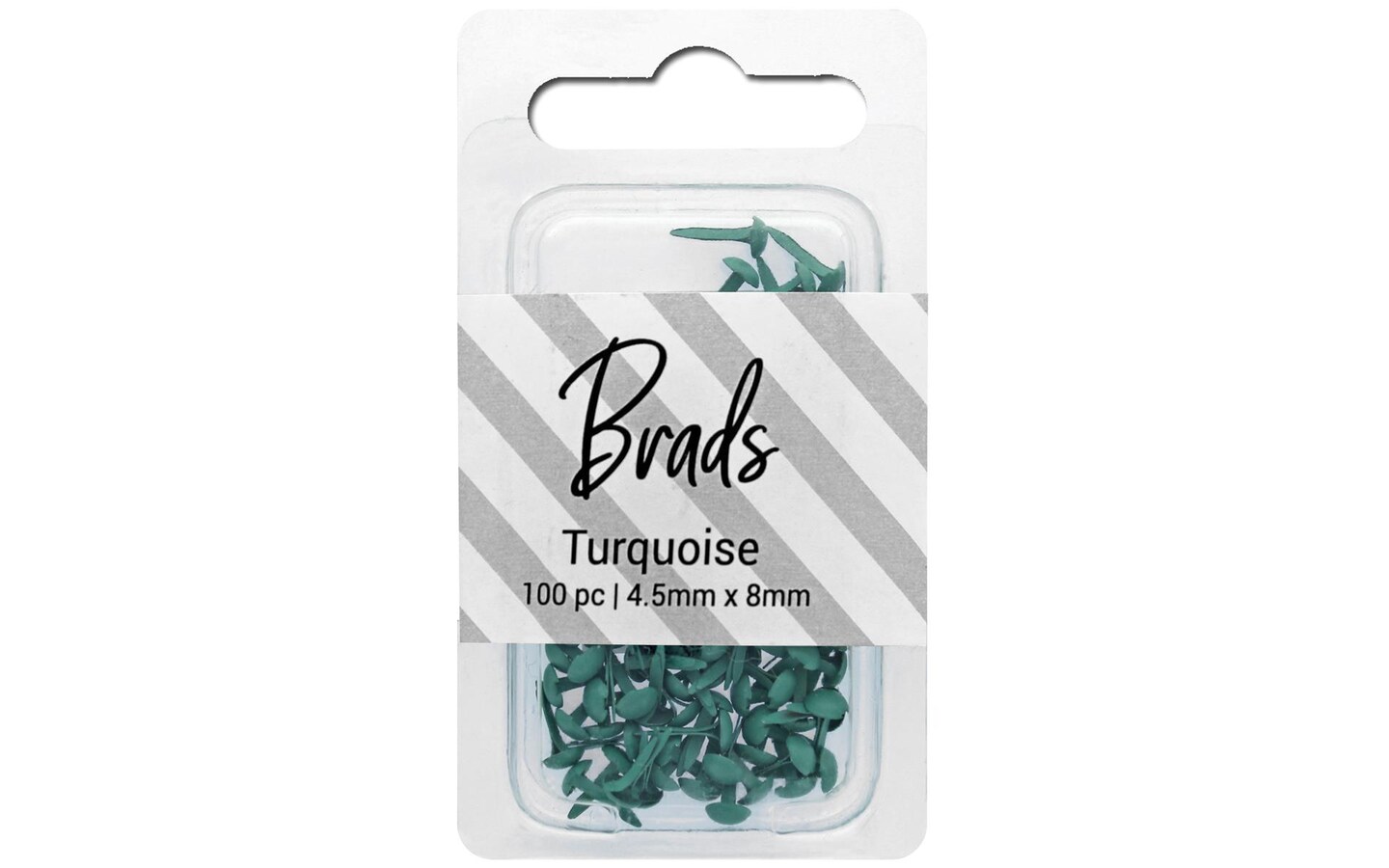 Accent Design Paper Accents Brads 4.5mm x 8mm 100pc Solid Turquoise, Brads for Paper Crafts, Brads Paper Fasteners, Metal Brads, Wire Brads, Small Brads, White Brads