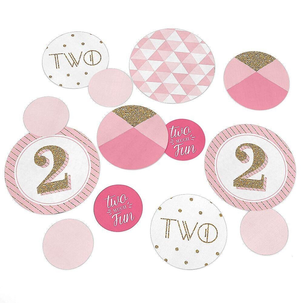 Big Dot of Happiness Two Much Fun - Girl - 2nd Birthday Party Giant Circle Confetti - Party Decorations - Large Confetti 27 Count