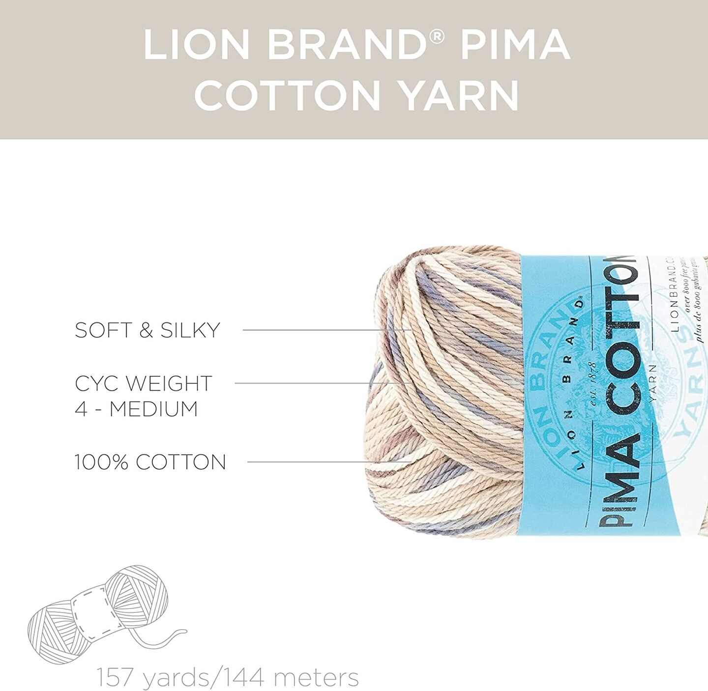 Lion Brand Pima Cotton Yarn - Pink Mist
