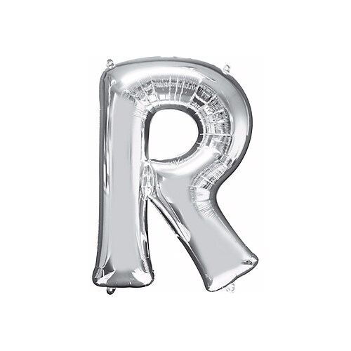 33-Inch Giant Letter &#x22;R&#x22; Silver Balloon