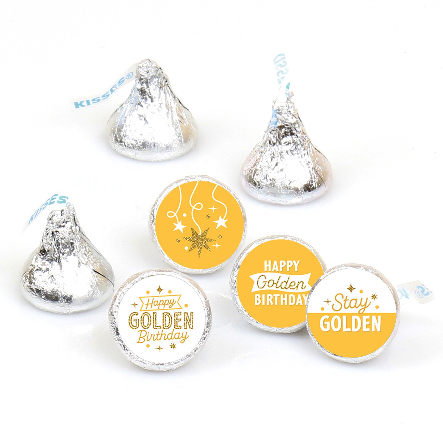 Big Dot of Happiness Golden Birthday Happy Birthday Party Round Candy