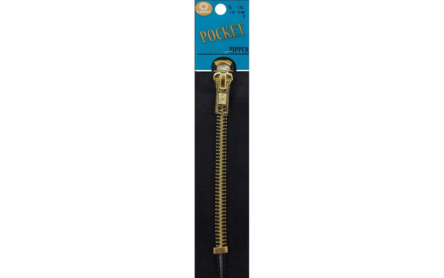 C&#x26;C Pocket Zipper 5&#x22; Brass Teeth Black