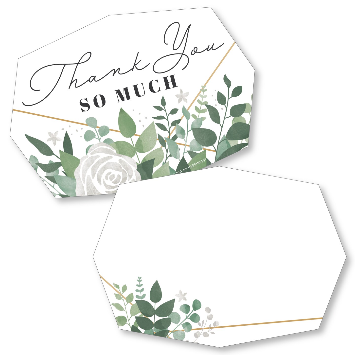 Big Dot of Happiness Boho Botanical - Shaped Thank You Cards - Greenery Party Thank You Note Cards with Envelopes - Set of 12