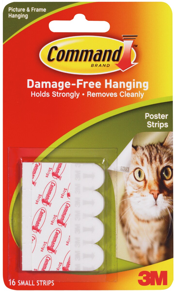 Command Small Poster Strips 12/Pkg-White