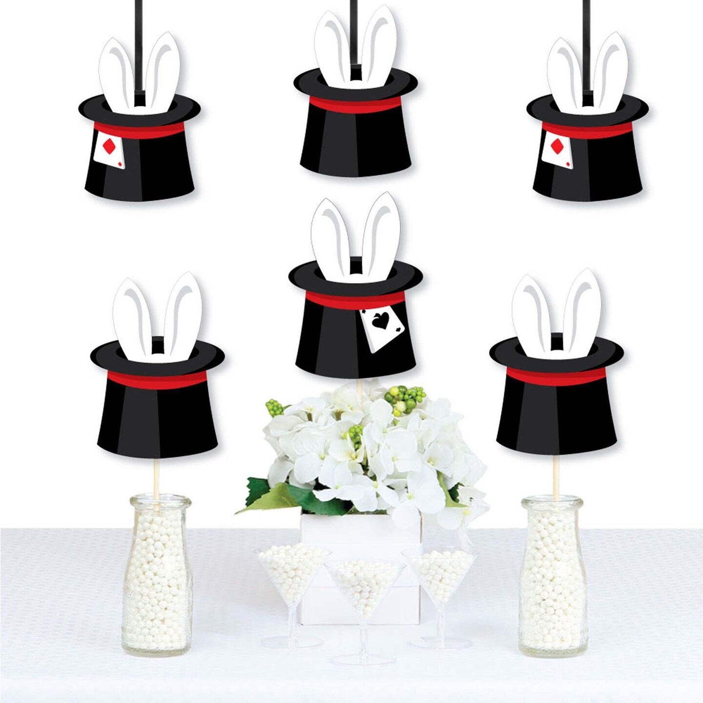 Big Dot of Happiness Ta-Da, Magic Show - Rabbit in a Magician&#x27;s Hat Decorations DIY Magical Birthday Party Essentials - Set of 20