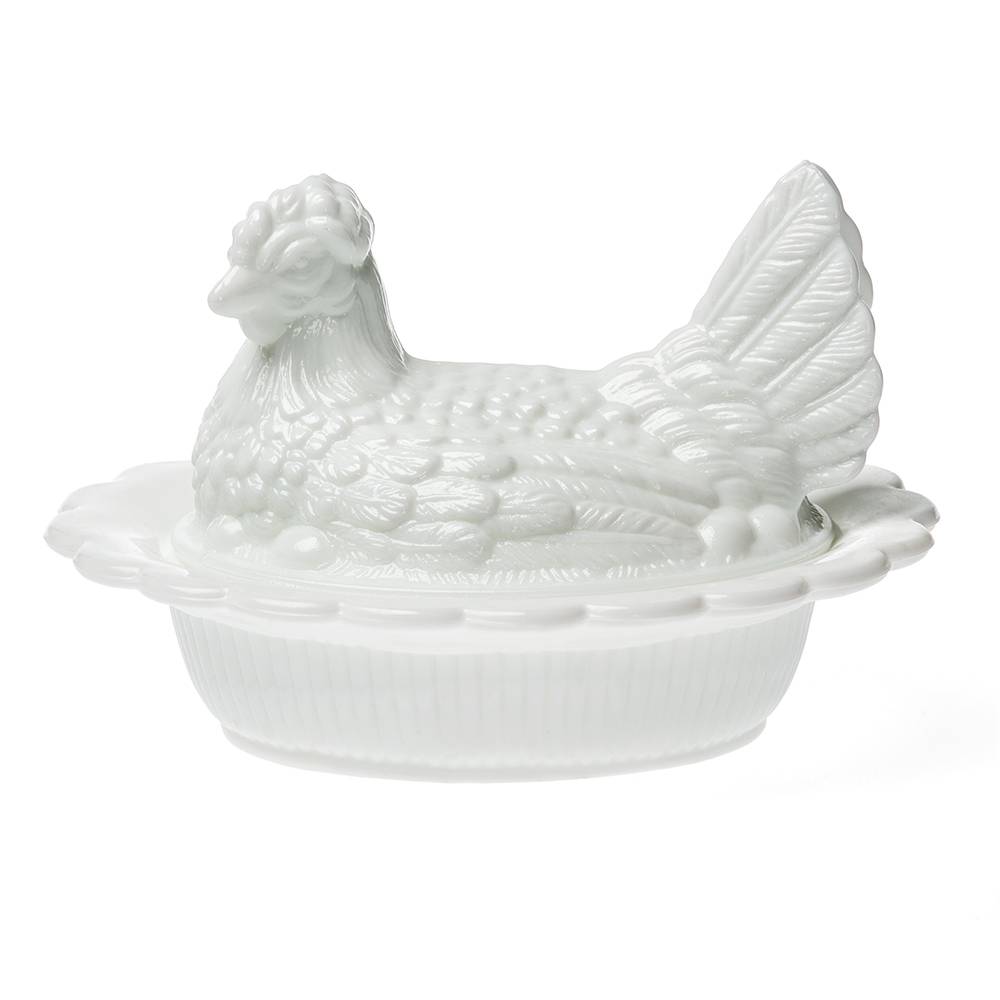 Mosser Glass Hen Candy Dish, Vintage Style Covered Candy Bowl with Lid, 6 Inch