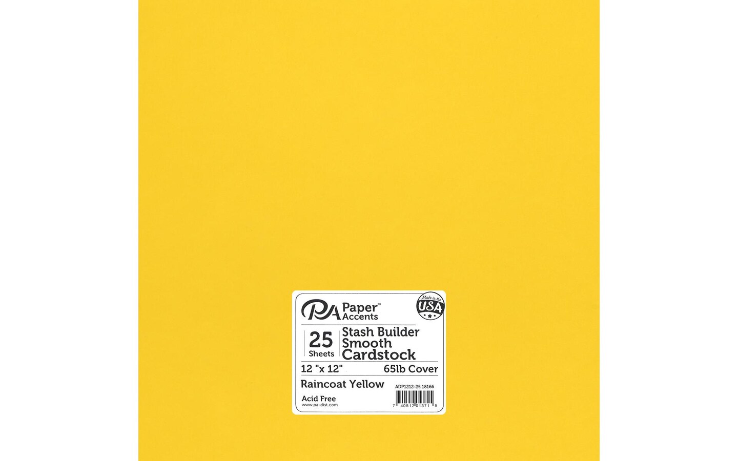 PA Paper Accents Stash Builder Cardstock 12" x 12" Raincoat Yellow