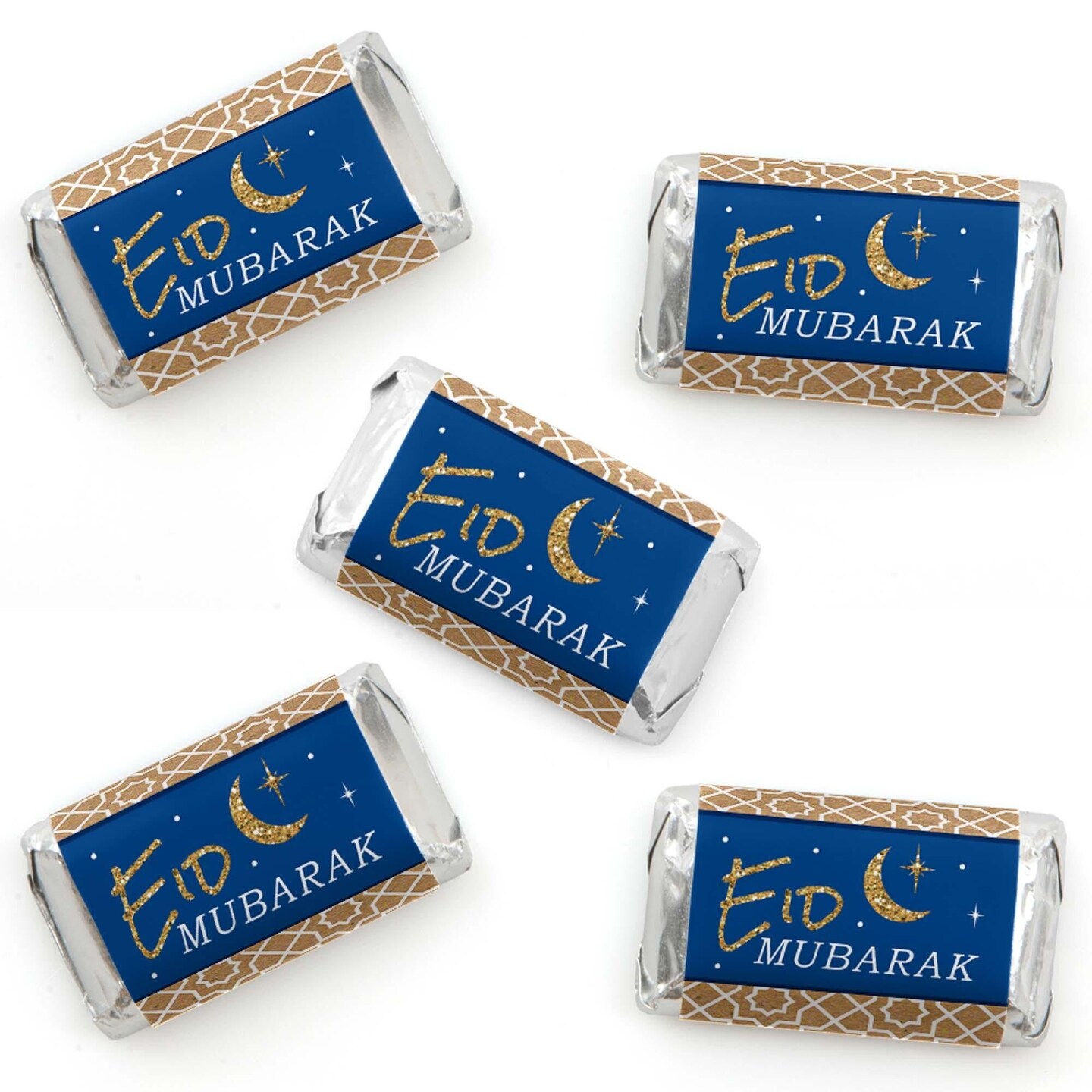 Big Dot of Happiness Eid Mubarak - Mini Candy Bar Wrapper Stickers - Ramadan Small Favors - 40 Count