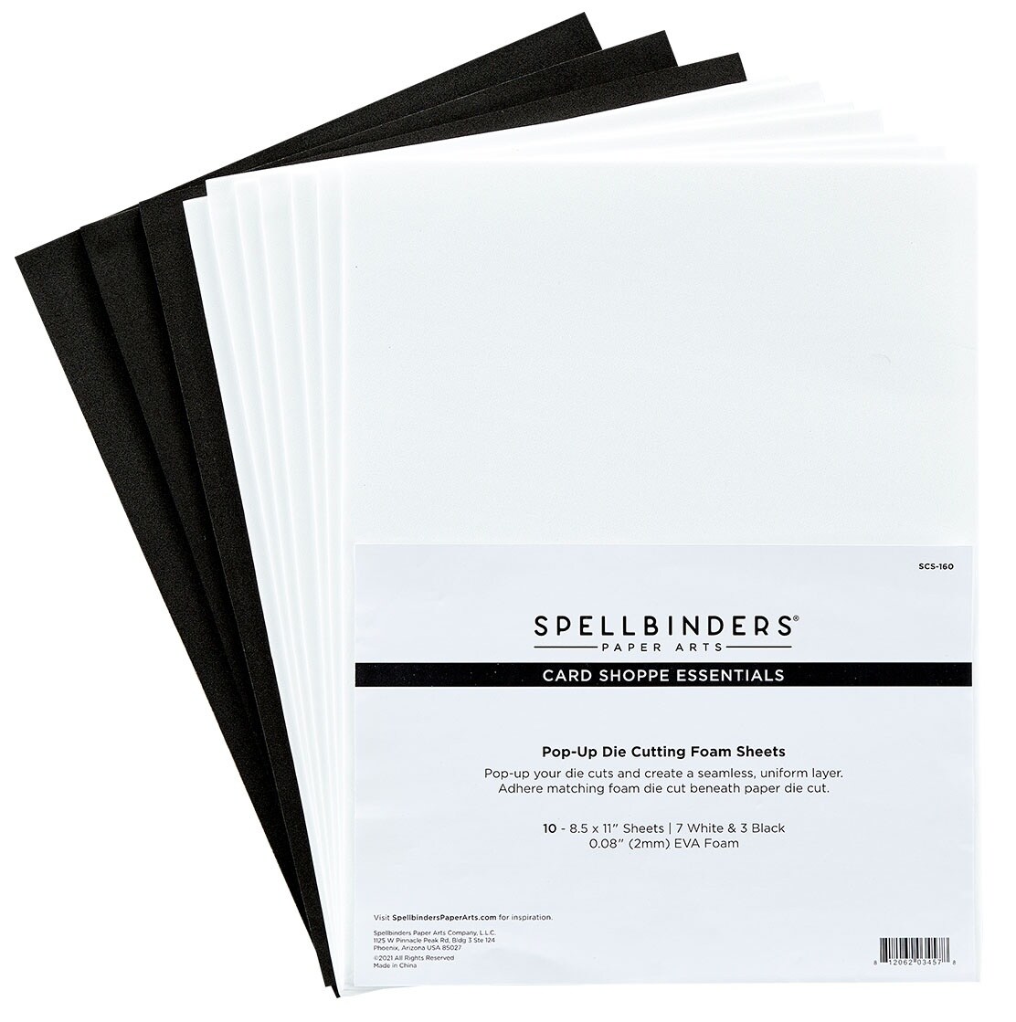 Spellbinders Card Shoppe Essentials Foam Sheets 8.5&#x22;X11&#x22;-(7) White, (3) Black