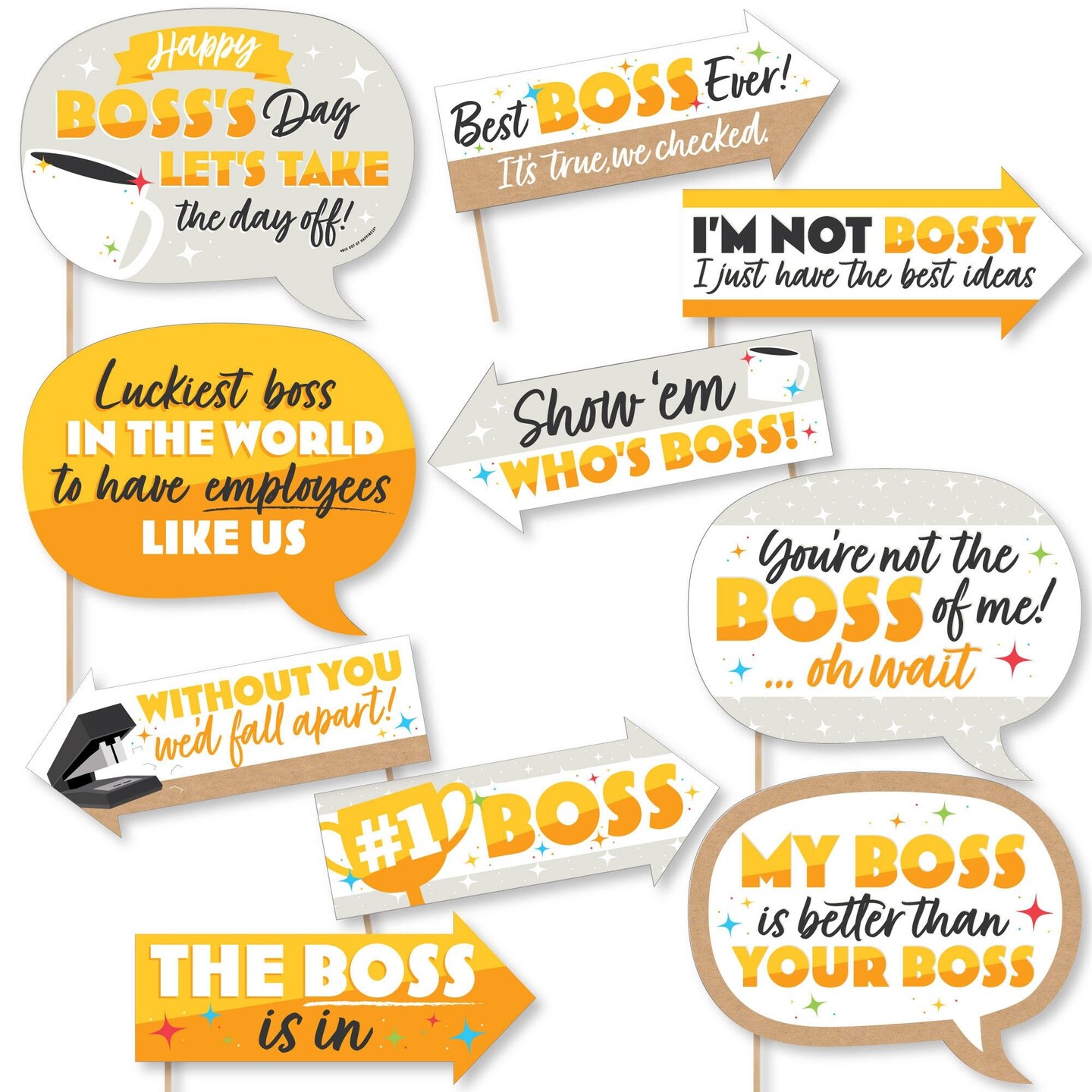Big Dot of Happiness Funny Happy Boss&#x27;s Day - Best Boss Ever Photo Booth Props Kit - 10 Piece