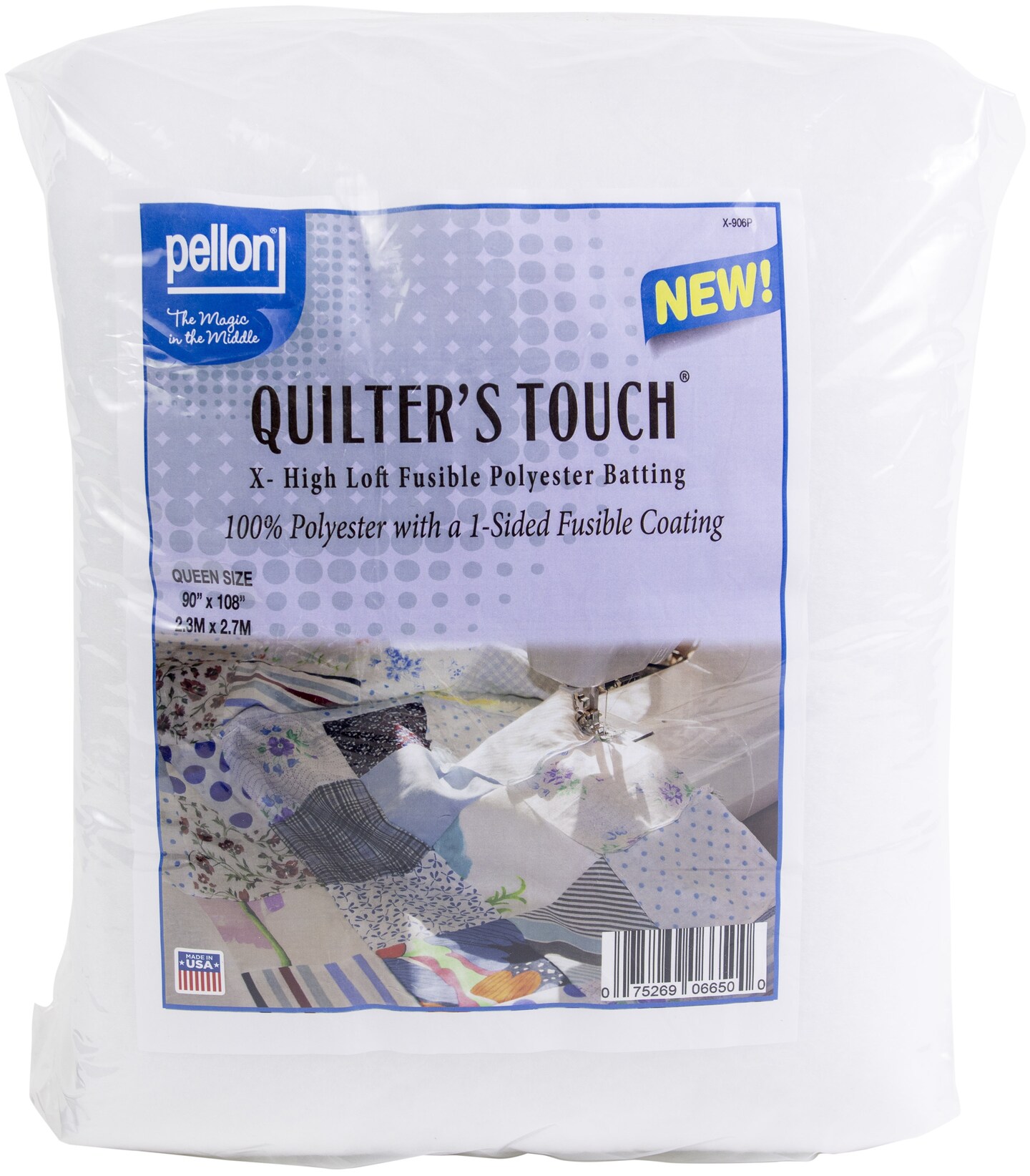 Pellon Single Sided Fusible Polyester BattingQueen Size 90"X108" Fob