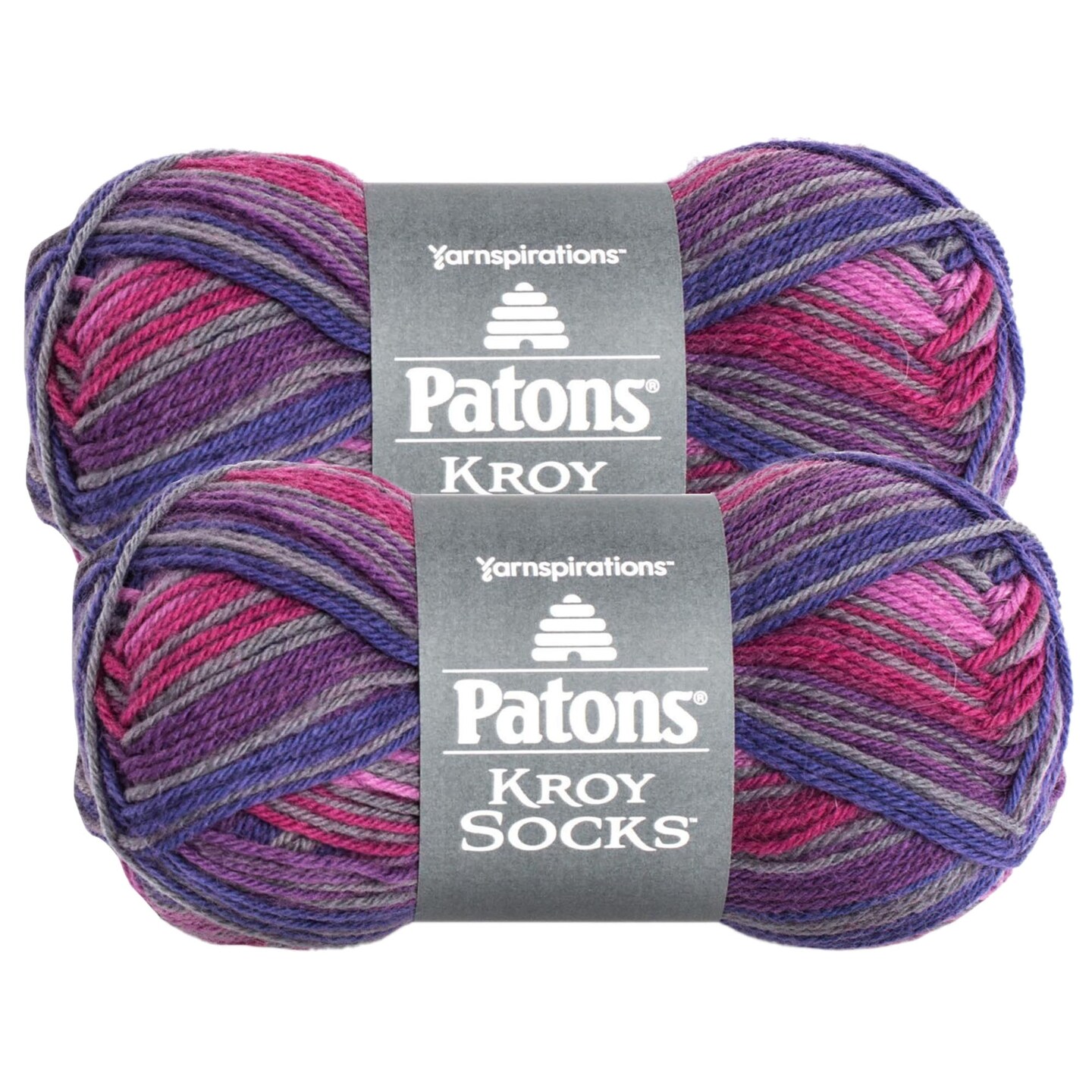 (Pack of 2) Patons Kroy Socks Yarn-Purple Haze Stripes