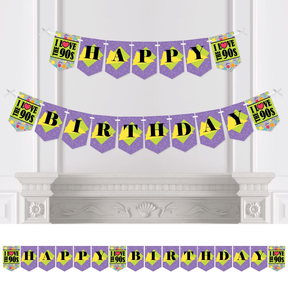 Big Dot Of Happiness 90 S Throwback 1990s Birthday Party Bunting