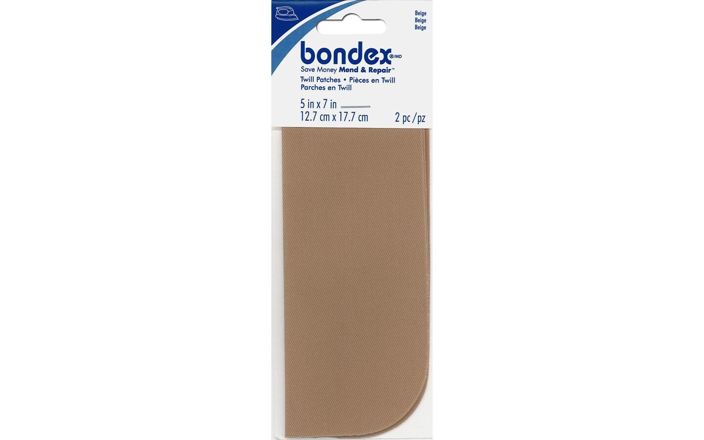 Wrights Bondex Iron On Patch 5x7 Beige 2pc