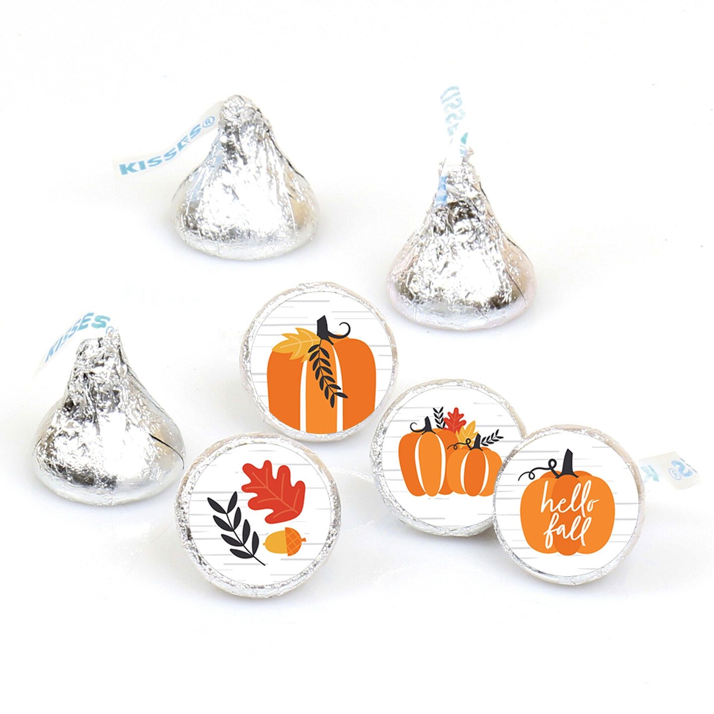 Big Dot of Happiness Fall Pumpkin - Halloween or Thanksgiving Party Round Candy Sticker Favors - Labels Fits Hershey’s Kisses (1 sheet of 108)