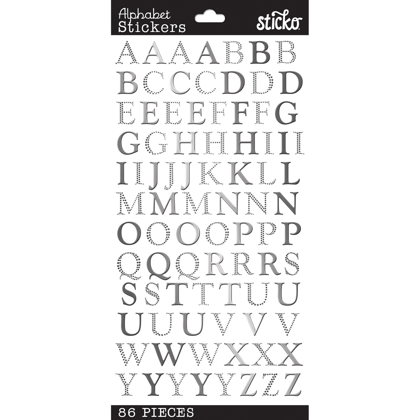 Sticko Alphabet Stickers-Silver Foil Goudy