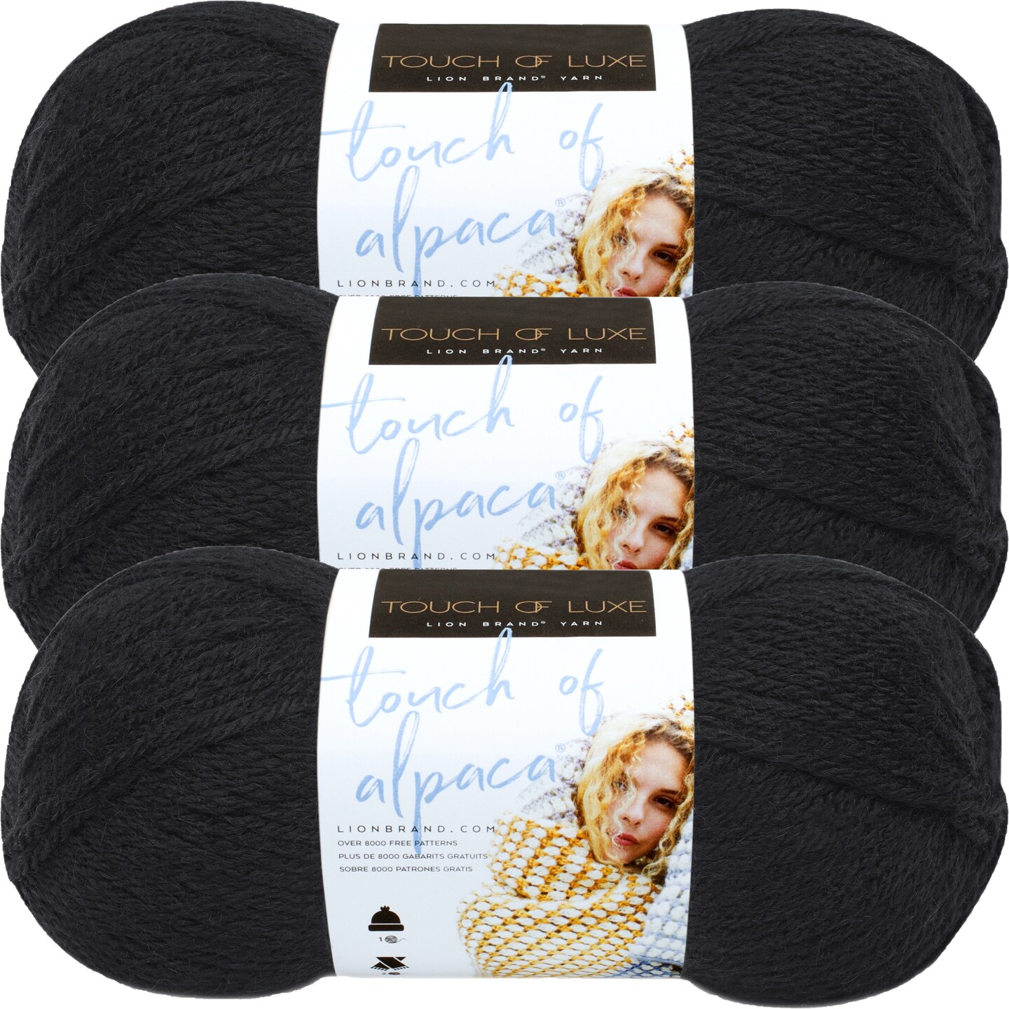 (3 Pack) Lion Brand Touch Of Alpaca Yarn - Black