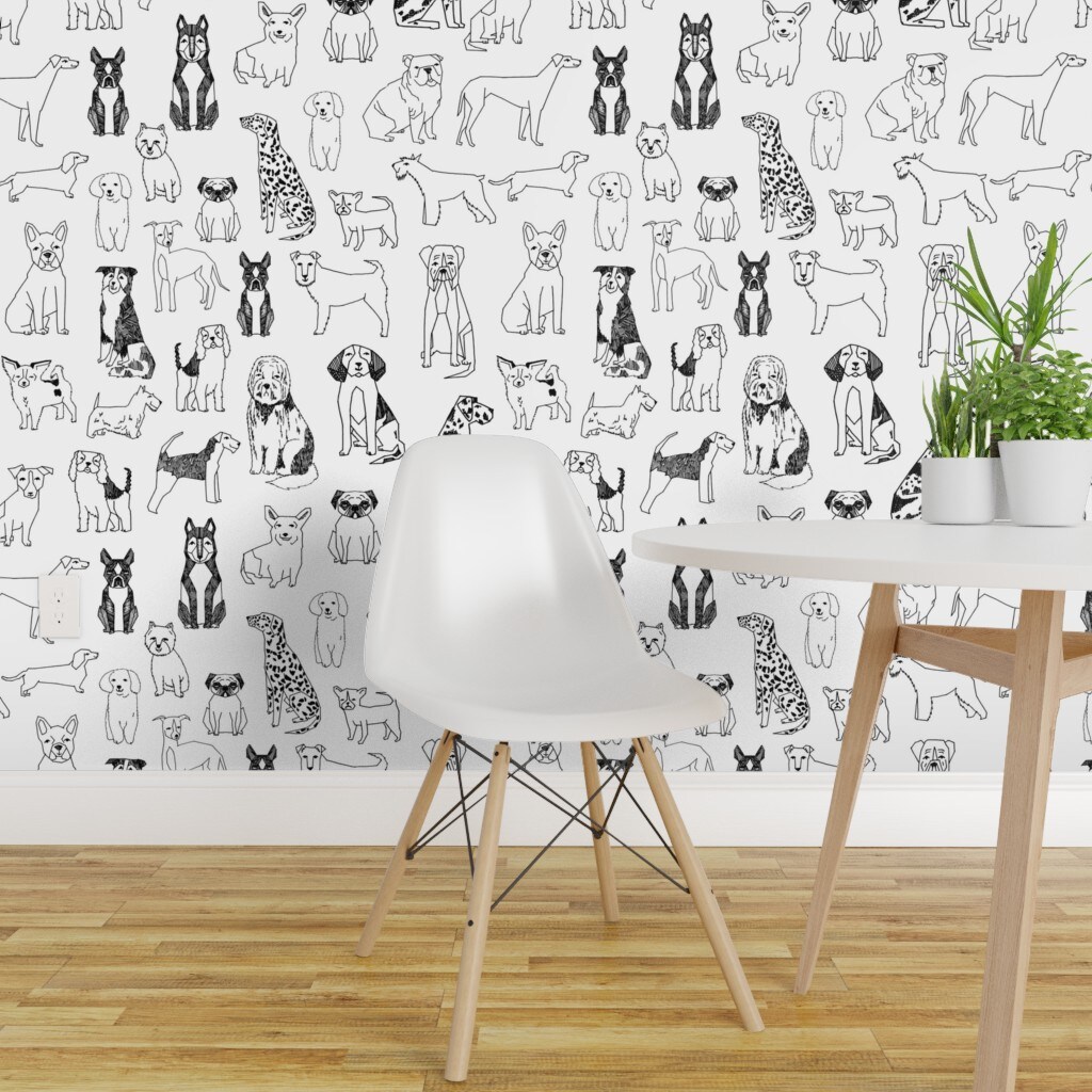 Dogs Wallpaper Color Pop Doodle Dogs by Coopercraft Jumbo  Etsy  Doodle  dog Prepasted wallpaper Removable wallpaper
