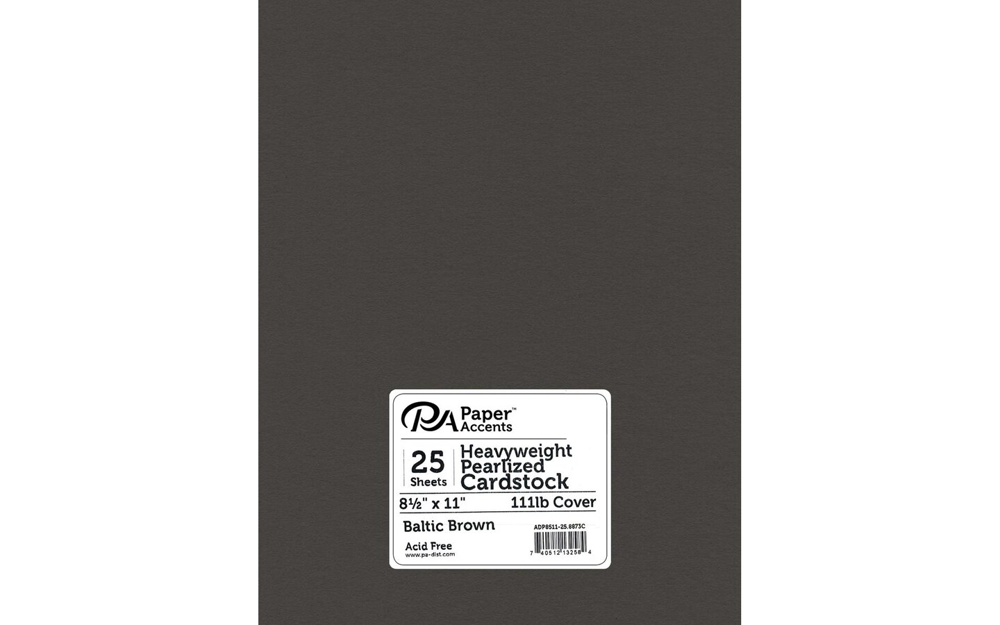 PA Paper Accents Pearlized Cardstock 8.5" x 11" Baltic Brown, 111lb