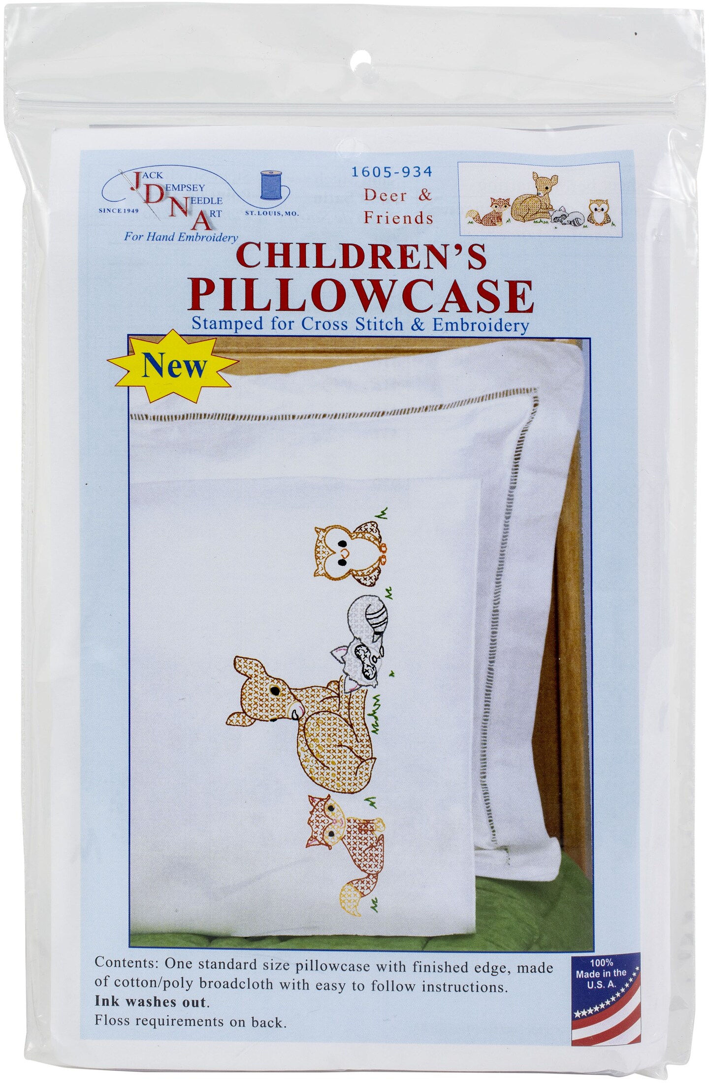 Jack Dempsey Children's Stamped Pillowcase W/Perle Edge-Deer & Friends